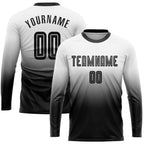 Custom White Black Sublimation Long Sleeve Fade Fashion Soccer Uniform Jersey photo 1