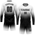 Custom White Black Sublimation Long Sleeve Fade Fashion Soccer Uniform Jersey photo 2
