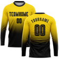Custom Gold Black Sublimation Long Sleeve Fade Fashion Soccer Uniform Jersey