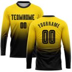 Custom Gold Black Sublimation Long Sleeve Fade Fashion Soccer Uniform Jersey