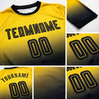 Custom Gold Black Sublimation Long Sleeve Fade Fashion Soccer Uniform Jersey detail