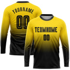 Custom Gold Black Sublimation Long Sleeve Fade Fashion Soccer Uniform Jersey photo 1