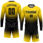 Custom Gold Black Sublimation Long Sleeve Fade Fashion Soccer Uniform Jersey photo 2