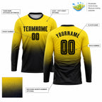 Custom Gold Fade Long Sleeve Sublimated Soccer Jersey with Black Lettering Design 0388 customization guide