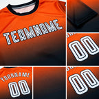 Custom Orange White-Black Sublimation Long Sleeve Fade Fashion Soccer Uniform Jersey detail