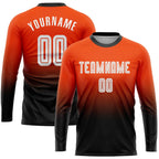 Custom Orange White-Black Sublimation Long Sleeve Fade Fashion Soccer Uniform Jersey photo 1
