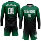 Custom Kelly Green White-Black Sublimation Long Sleeve Fade Fashion Soccer Uniform Jersey photo 2
