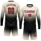 Custom Cream Crimson-Black Sublimation Long Sleeve Fade Fashion Soccer Uniform Jersey photo 2