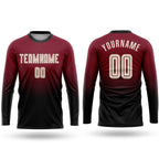 Custom Crimson Cream-Black Sublimation Long Sleeve Fade Fashion Soccer Uniform Jersey