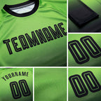 Custom Neon Green Black Sublimation Long Sleeve Fade Fashion Soccer Uniform Jersey detail