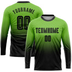Custom Neon Green Black Sublimation Long Sleeve Fade Fashion Soccer Uniform Jersey photo 1