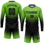 Custom Neon Green Black Sublimation Long Sleeve Fade Fashion Soccer Uniform Jersey photo 2