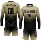 Custom Vegas Gold Black Sublimation Long Sleeve Fade Fashion Soccer Uniform Jersey photo 2