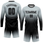 Custom Silver Black Sublimation Long Sleeve Fade Fashion Soccer Uniform Jersey photo 2