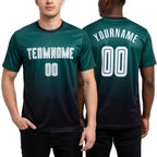 Custom Midnight Green White-Black Sublimation Long Sleeve Fade Fashion Soccer Uniform Jersey worn front and back