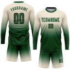 Custom Cream Green Sublimation Long Sleeve Fade Fashion Soccer Uniform Jersey photo 2