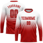 Custom White Red Sublimation Long Sleeve Fade Fashion Soccer Uniform Jersey photo 1