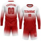 Custom White Red Sublimation Long Sleeve Fade Fashion Soccer Uniform Jersey photo 2