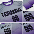 Custom Gray Black-Purple Sublimation Long Sleeve Fade Fashion Soccer Uniform Jersey detail