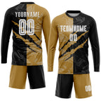 Custom Graffiti Pattern White Black-Old Gold Scratch Sublimation Soccer Uniform Jersey photo 4