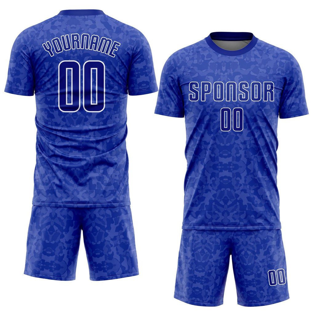Custom Royal Royal-White Sublimation Soccer Uniform Jersey photo 2
