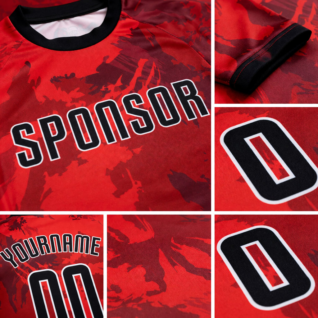 Custom Red Black-White Sublimation Soccer Uniform Jersey detail