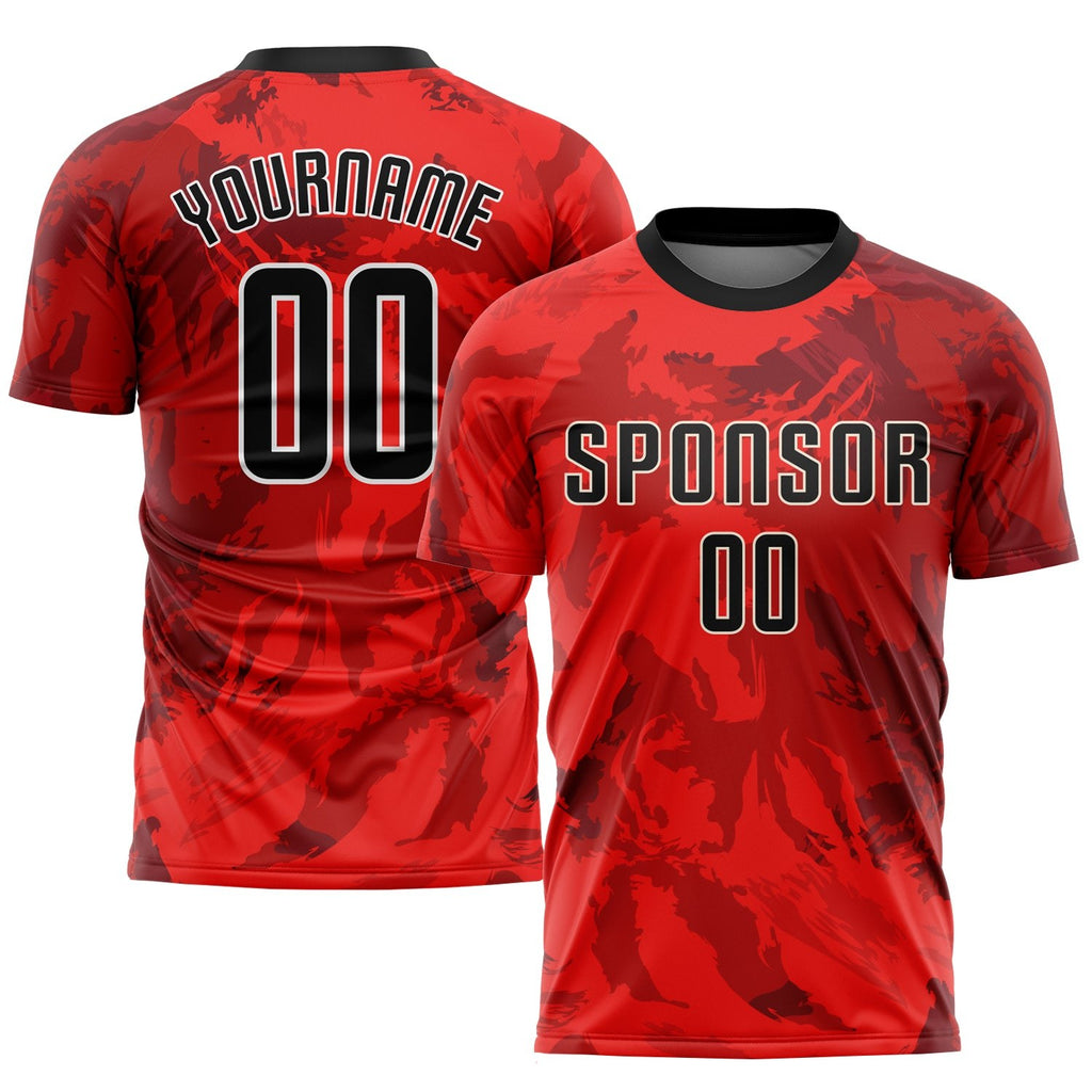 Custom Red Black-White Sublimation Soccer Uniform Jersey photo 1