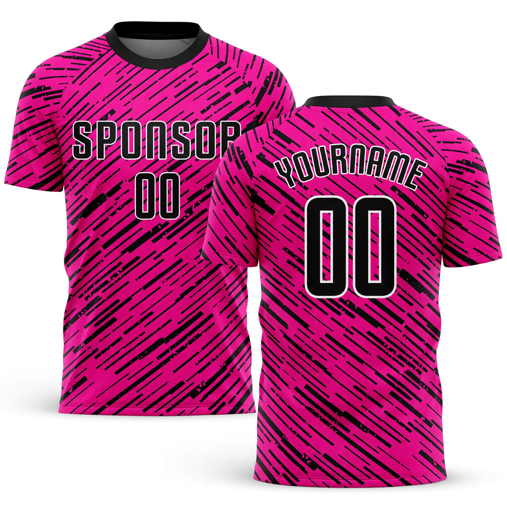 Custom Pink Black-White Sublimation Soccer Uniform Jersey