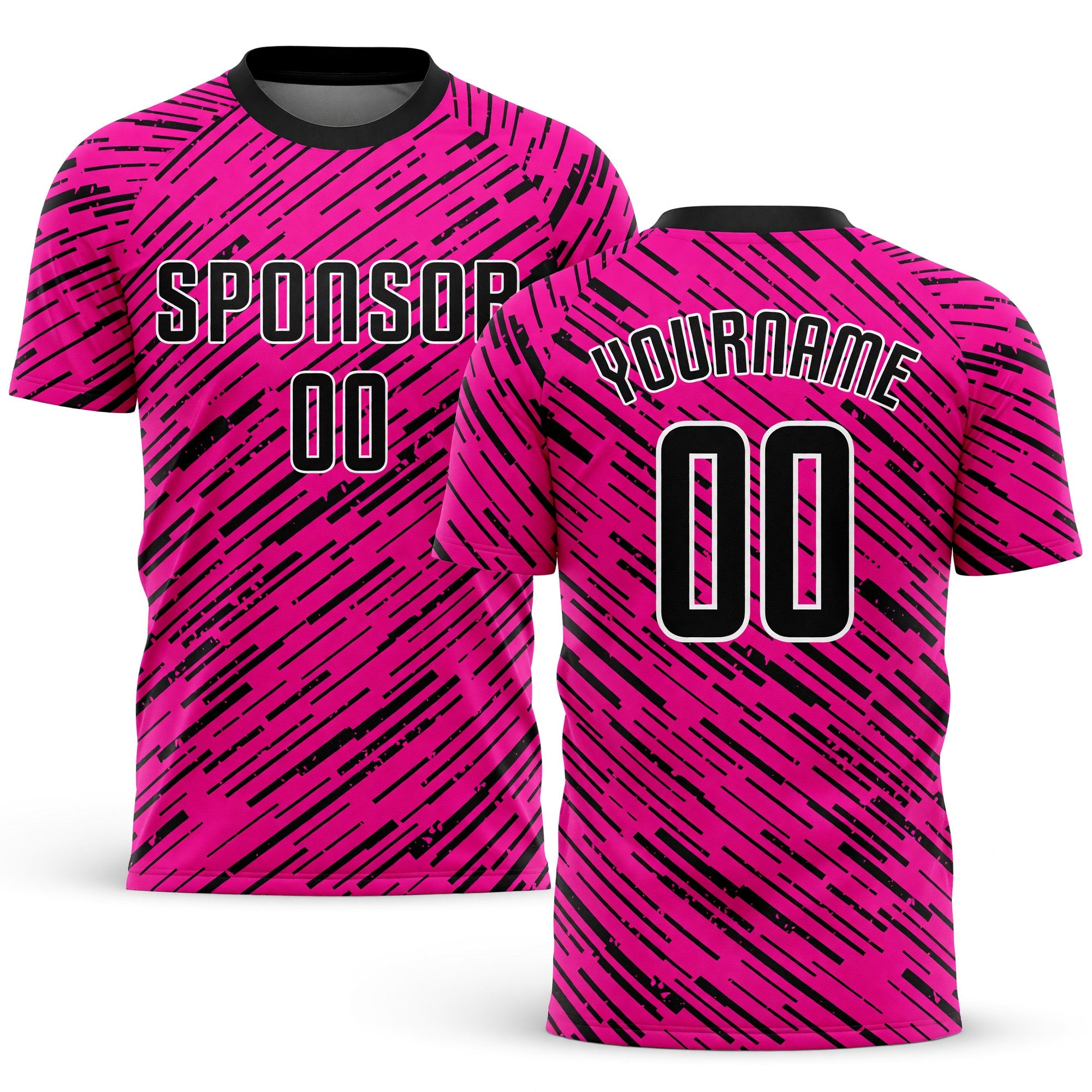Custom Pink Black-White Sublimation Soccer Uniform Jersey