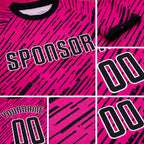 Custom Pink Black-White Sublimation Soccer Uniform Jersey detail