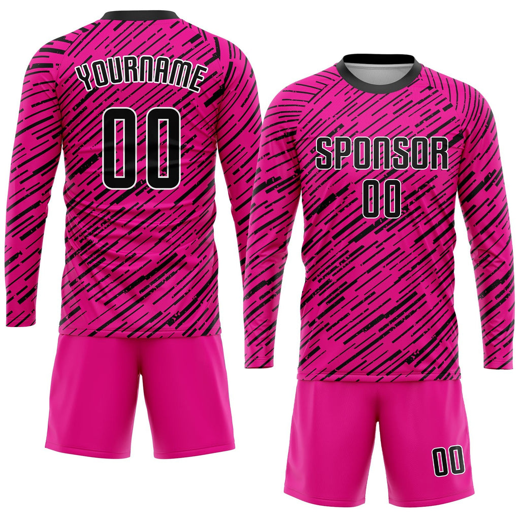 Custom Pink Black-White Sublimation Soccer Uniform Jersey photo 4