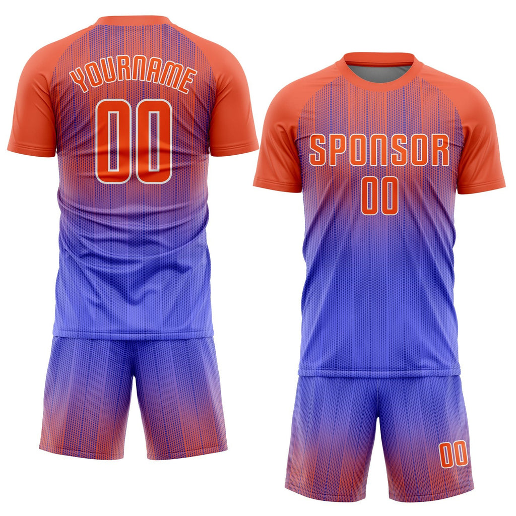 Custom Purple Orange-White Sublimation Soccer Uniform Jersey photo 2