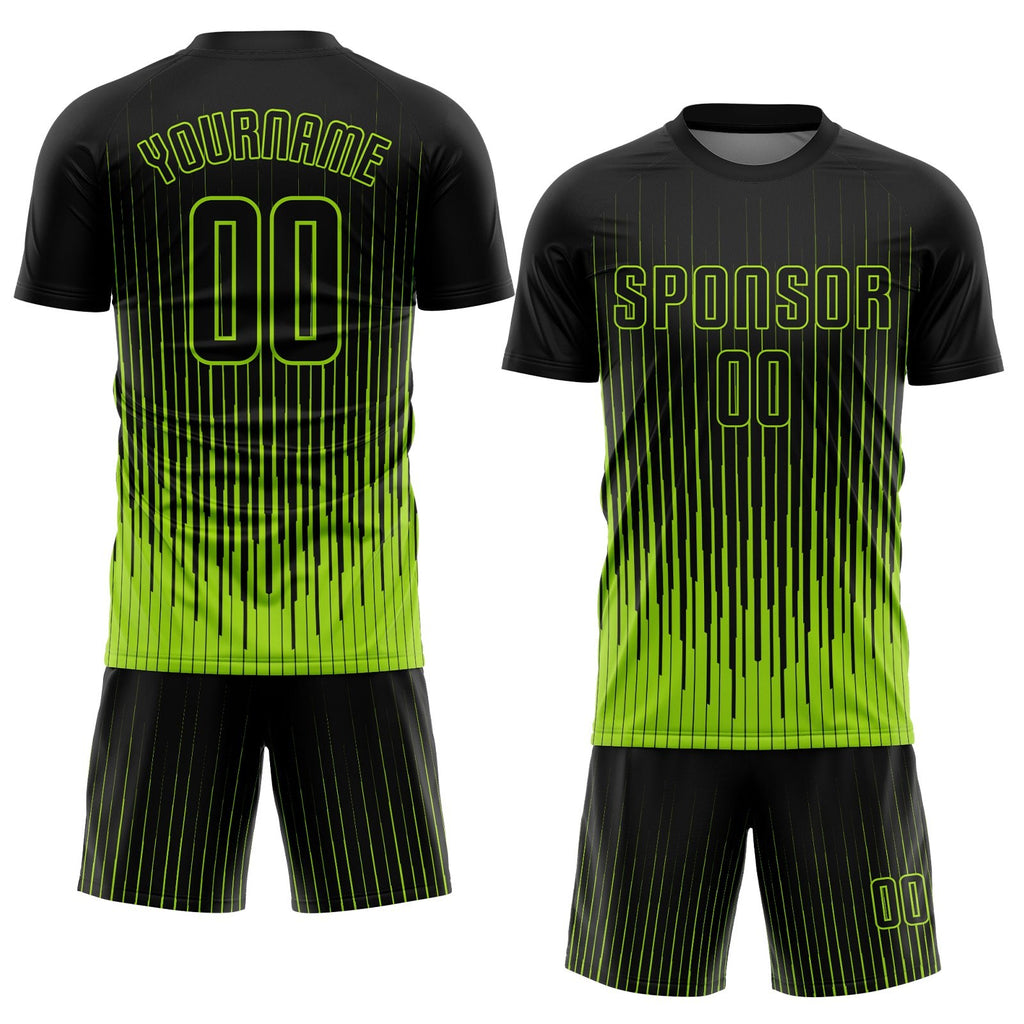 Custom Neon Green Black Sublimation Soccer Uniform Jersey photo 2