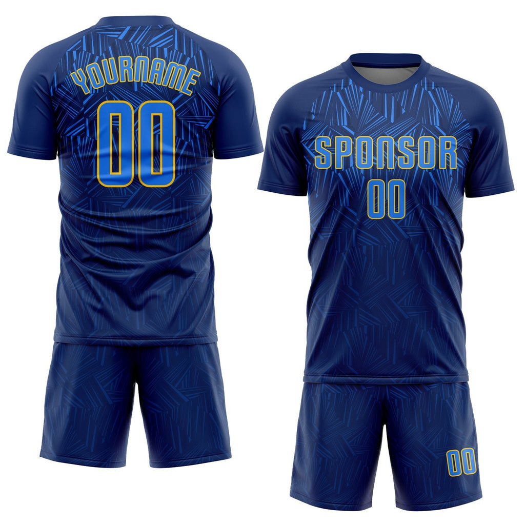 Custom Navy Royal-Gold Sublimation Soccer Uniform Jersey photo 2
