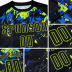Custom Black Black Neon Green-Royal Sublimation Soccer Uniform Jersey detail