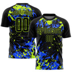 Custom Black Black Neon Green-Royal Sublimation Soccer Uniform Jersey photo 1