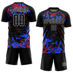 Custom Black Black Royal-Red Sublimation Soccer Uniform Jersey photo 2