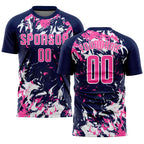 Custom Navy Pink-White Sublimation Soccer Uniform Jersey