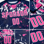 Custom Navy Pink-White Sublimation Soccer Uniform Jersey detail