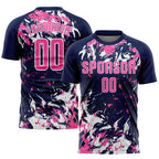 Custom Navy Pink-White Sublimation Soccer Uniform Jersey photo 1