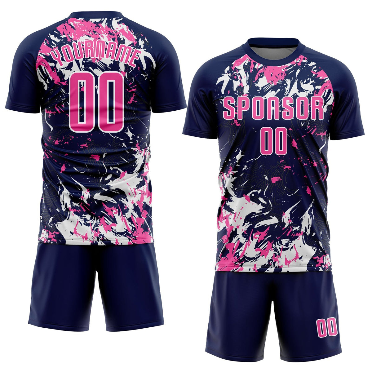Custom Navy Pink-White Sublimation Soccer Uniform Jersey photo 2