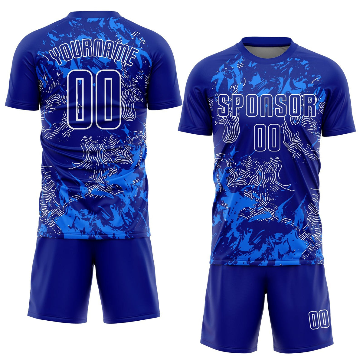 Custom Royal Royal-White Sublimation Soccer Uniform Jersey photo 2