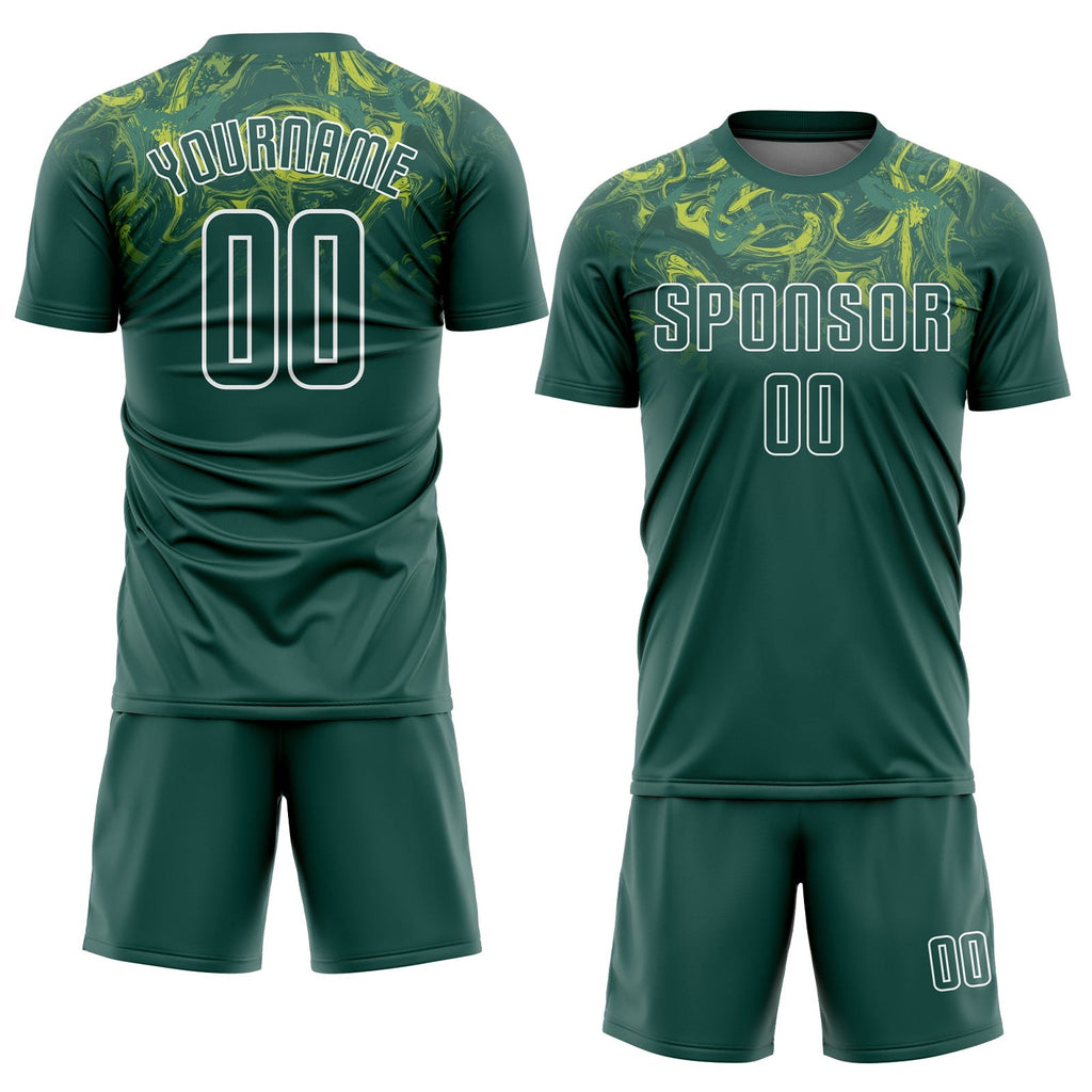 Custom Kelly Green Kelly Green-Gold Sublimation Soccer Uniform Jersey photo 2