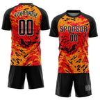Custom Red Black-Gold Sublimation Soccer Uniform Jersey photo 2