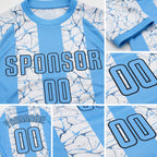 Custom Light Blue Black-White Sublimation Soccer Uniform Jersey detail