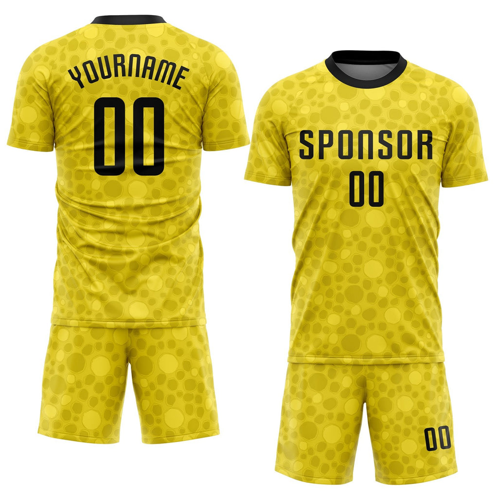 Custom Gold Black Sublimation Soccer Uniform Jersey photo 2