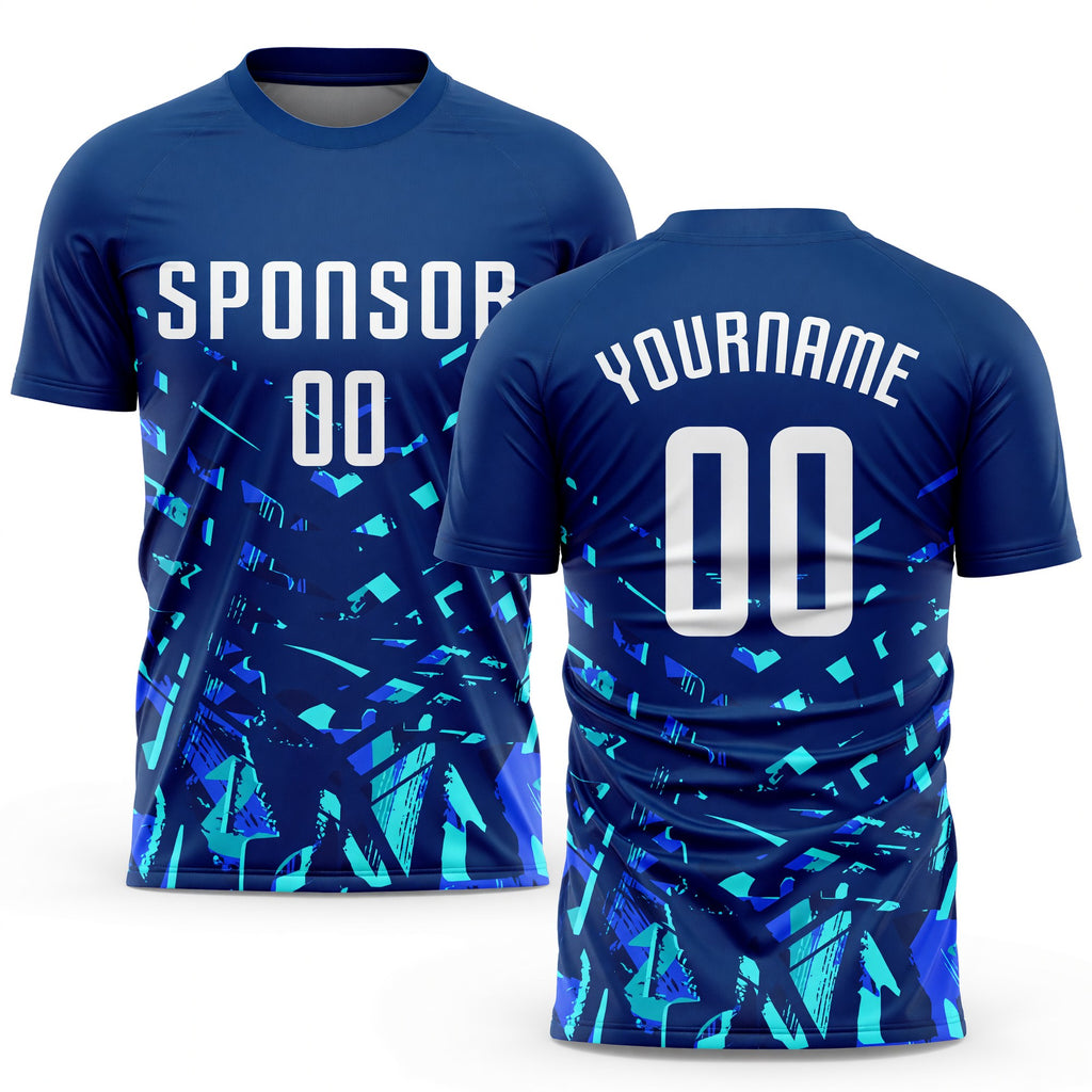 Custom Royal White-Lakes Blue Sublimation Soccer Uniform Jersey