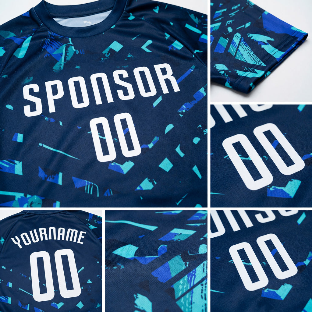 Custom Royal White-Lakes Blue Sublimation Soccer Uniform Jersey detail