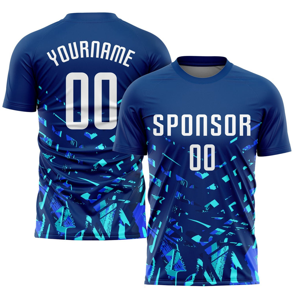 Custom Royal White-Lakes Blue Sublimation Soccer Uniform Jersey photo 1