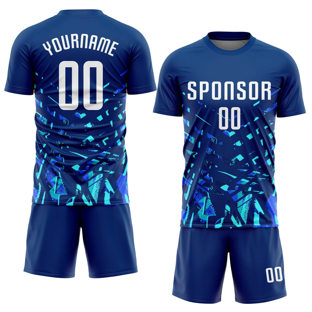 Custom Royal White-Lakes Blue Sublimation Soccer Uniform Jersey photo 2